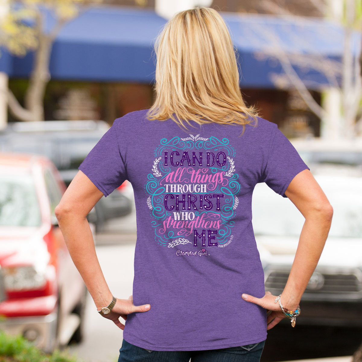 Cherished Girl Womens T-Shirt Through Christ