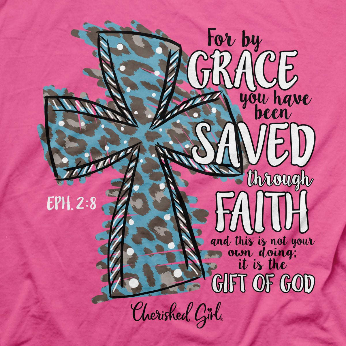 Cherished Girl Womens T-Shirt Leopard Cross