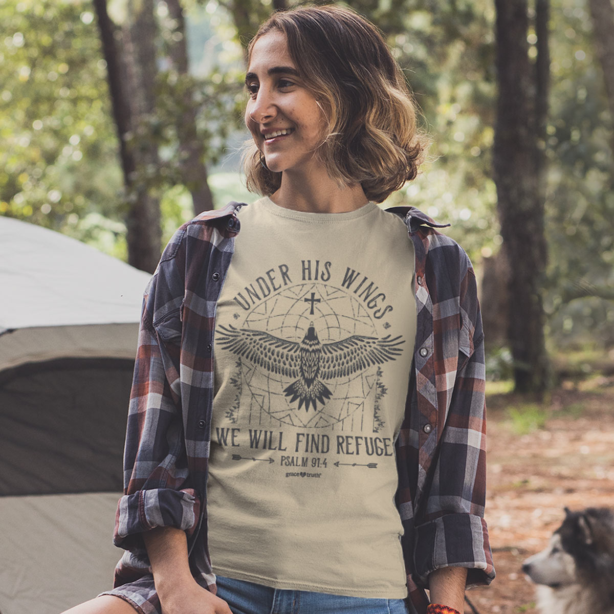 grace & truth Womens T-Shirt Under His Wings