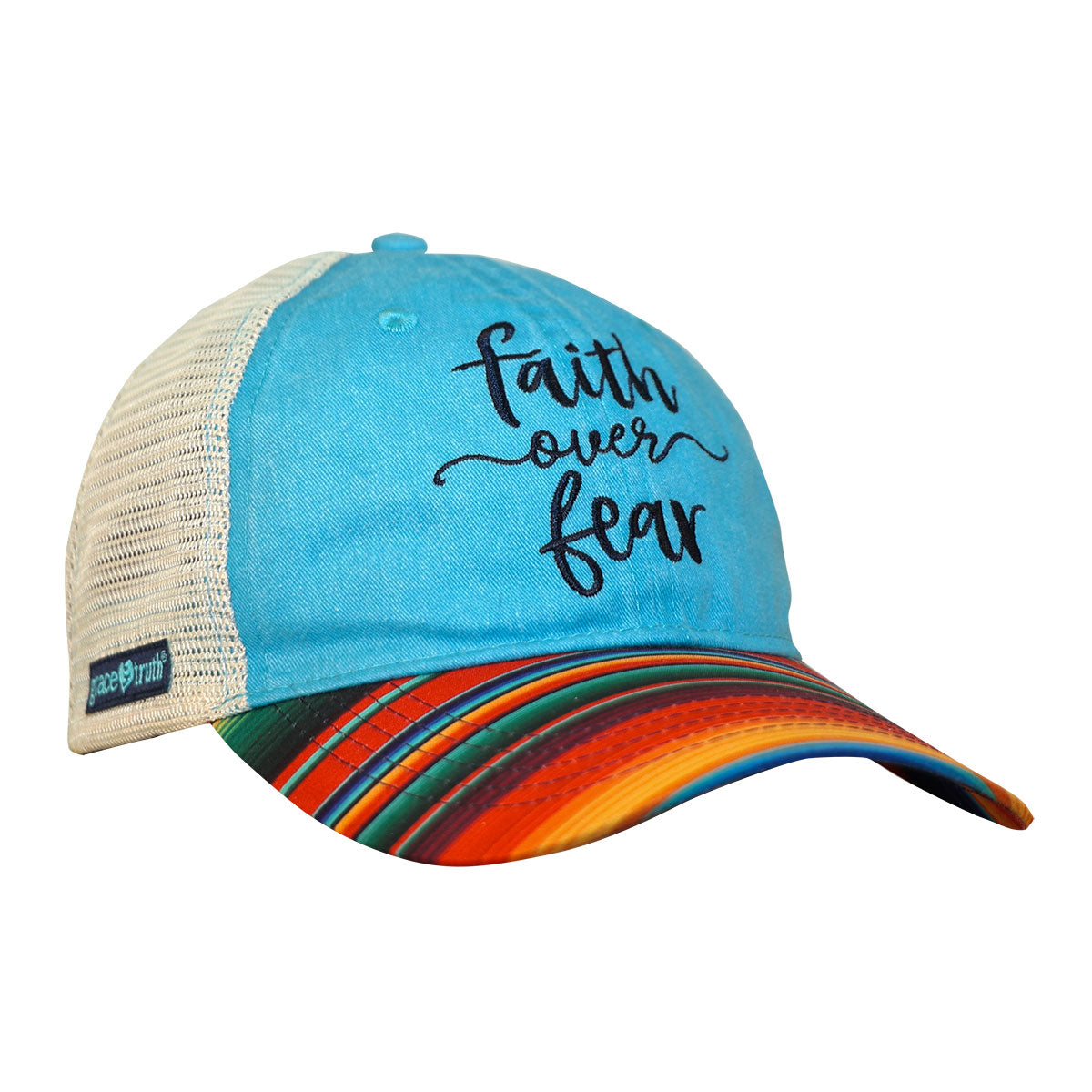 grace & truth Womens Cap Faith Over Fear Stripes