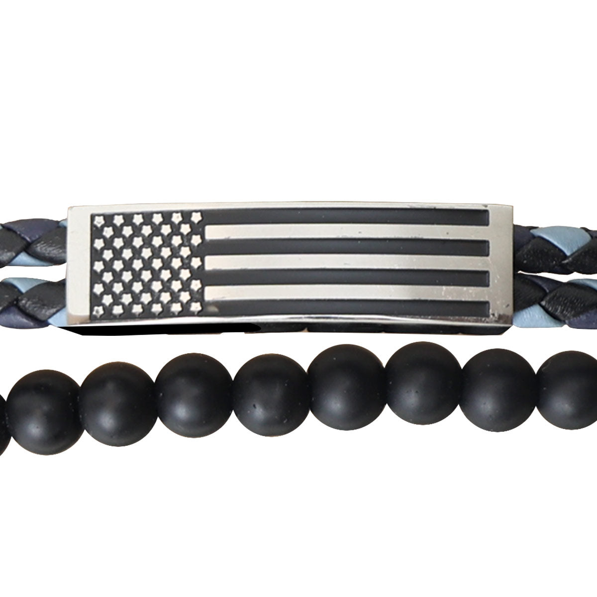 HOLD FAST Mens Bracelet Flag Wrap Braided Bead