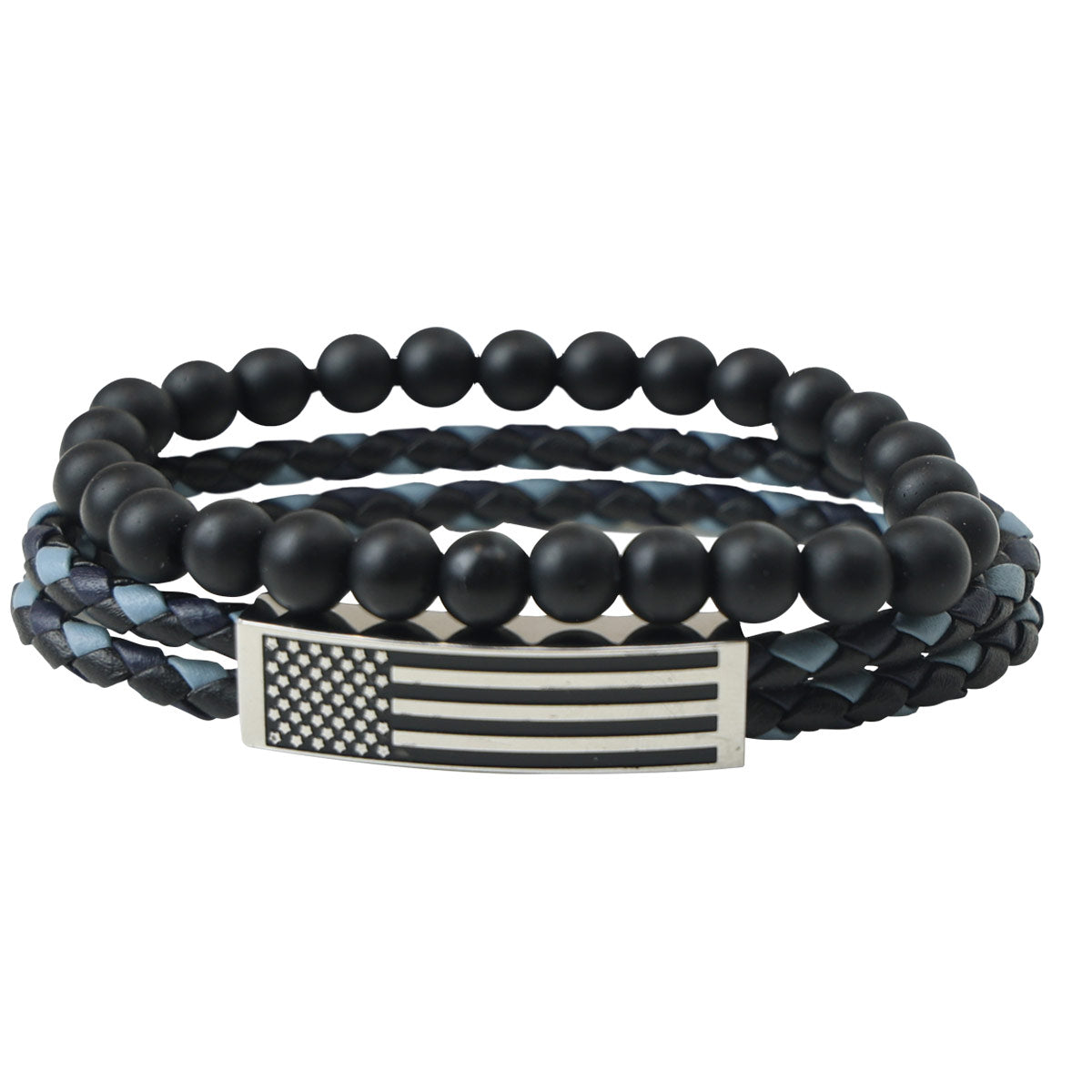 HOLD FAST Mens Bracelet Flag Wrap Braided Bead