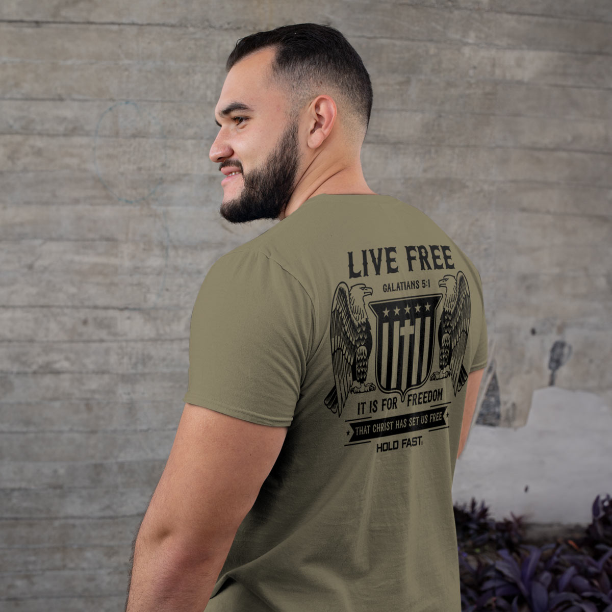 HOLD FAST Mens T-Shirt Live Free Eagles