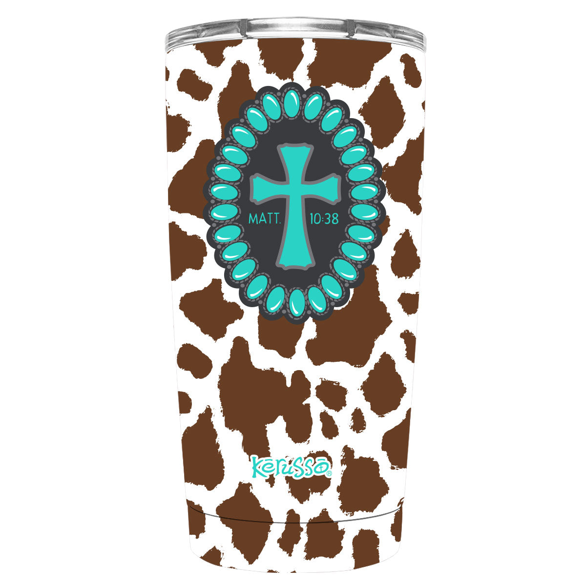 Kerusso 20 oz Stainless Steel Tumbler Cowhide Cross