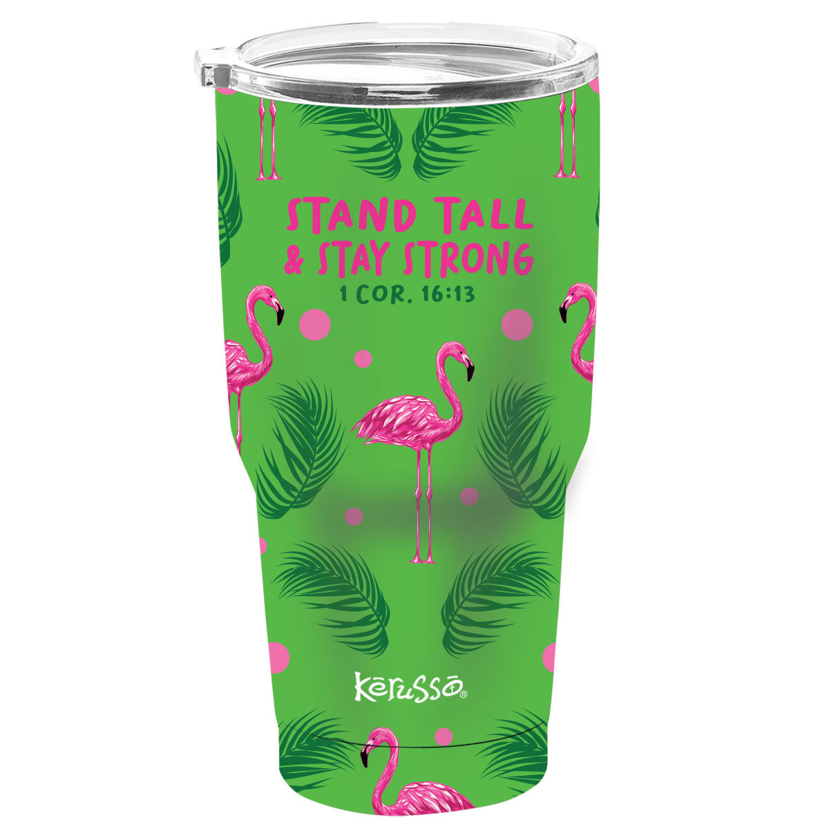 Kerusso 30 oz Stainless Steel Tumbler Flamingo