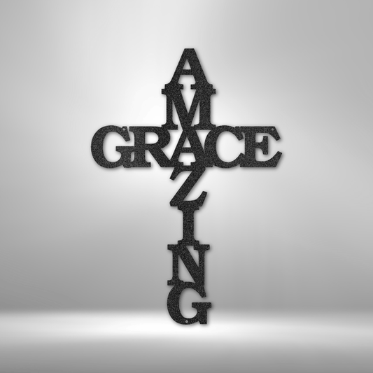 Amazing Grace Cross | Metal Wall Art - Zealous Christian Gear - 1