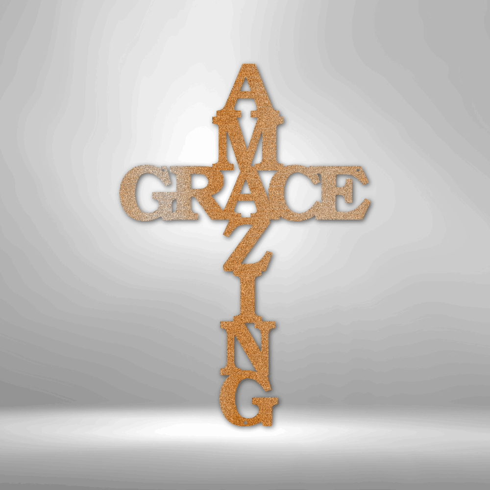 Amazing Grace Cross | Metal Wall Art - Zealous Christian Gear - 2