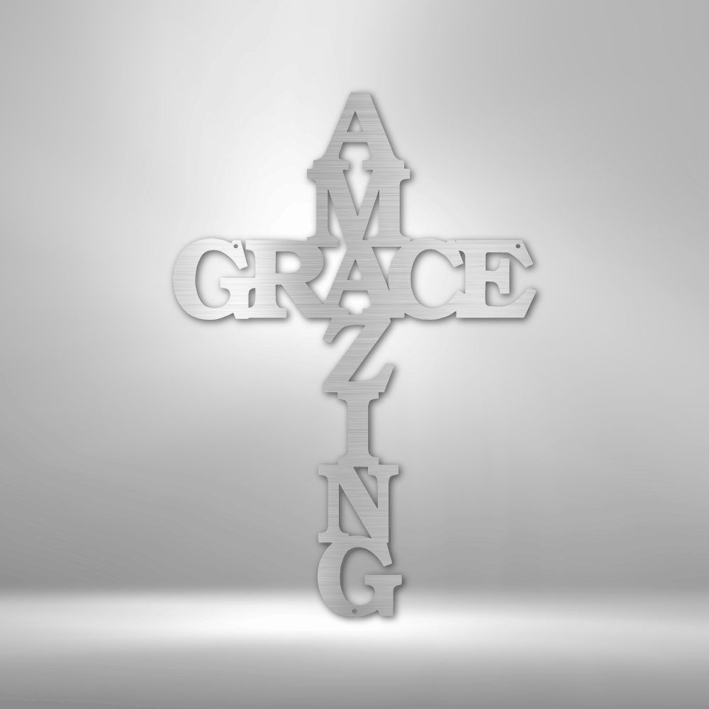 Amazing Grace Cross | Metal Wall Art - Zealous Christian Gear - 4