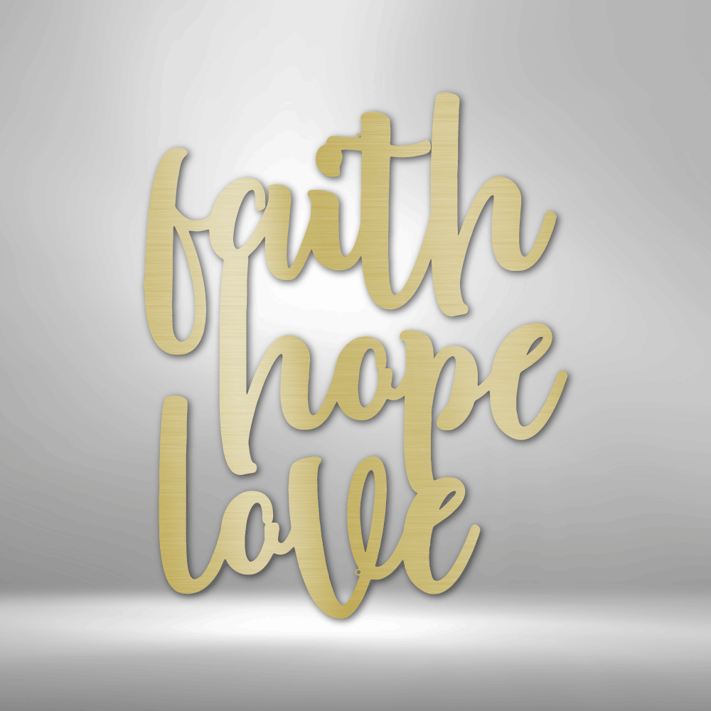 Faith Hope Love | Metal Wall Art - Zealous Christian Gear - 3