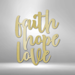 Faith Hope Love | Metal Wall Art - Zealous Christian Gear - 3