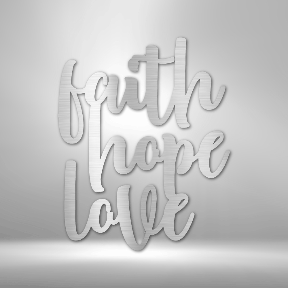 Faith Hope Love | Metal Wall Art - Zealous Christian Gear - 4