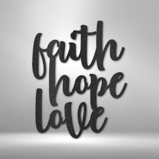 Faith Hope Love | Metal Wall Art - Zealous Christian Gear - 1
