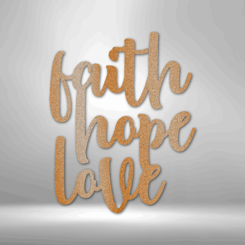 Faith Hope Love | Metal Wall Art - Zealous Christian Gear - 2