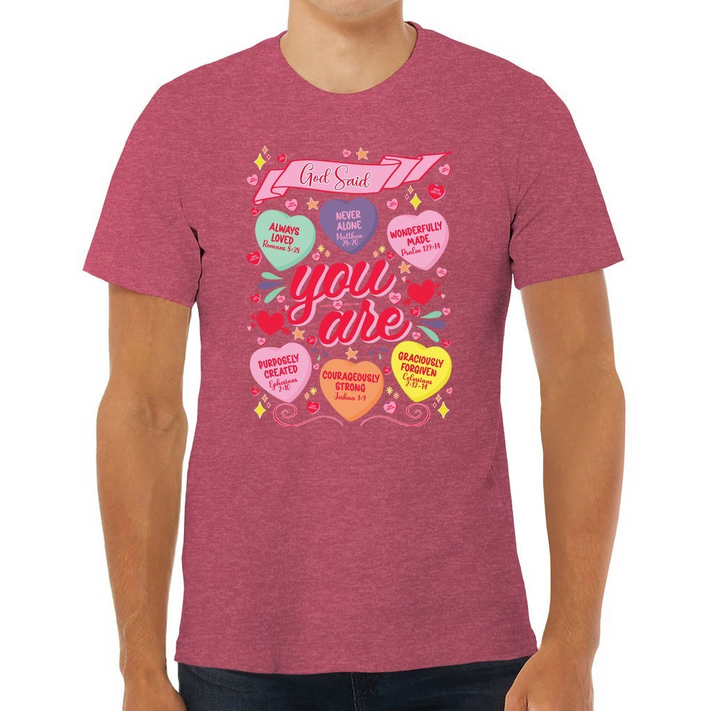 God Said You Are Candy Hearts | Valentine's Tee - Zealous Christian Gear - 28