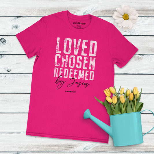 grace & truth® Womens T-Shirt | Loved Chosen Redeemed™ - Zealous Christian Gear - 1