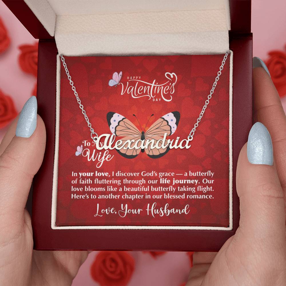 Happy Valentine's Day To My Wife | Personalized Name Necklace - Zealous Christian Gear - 13