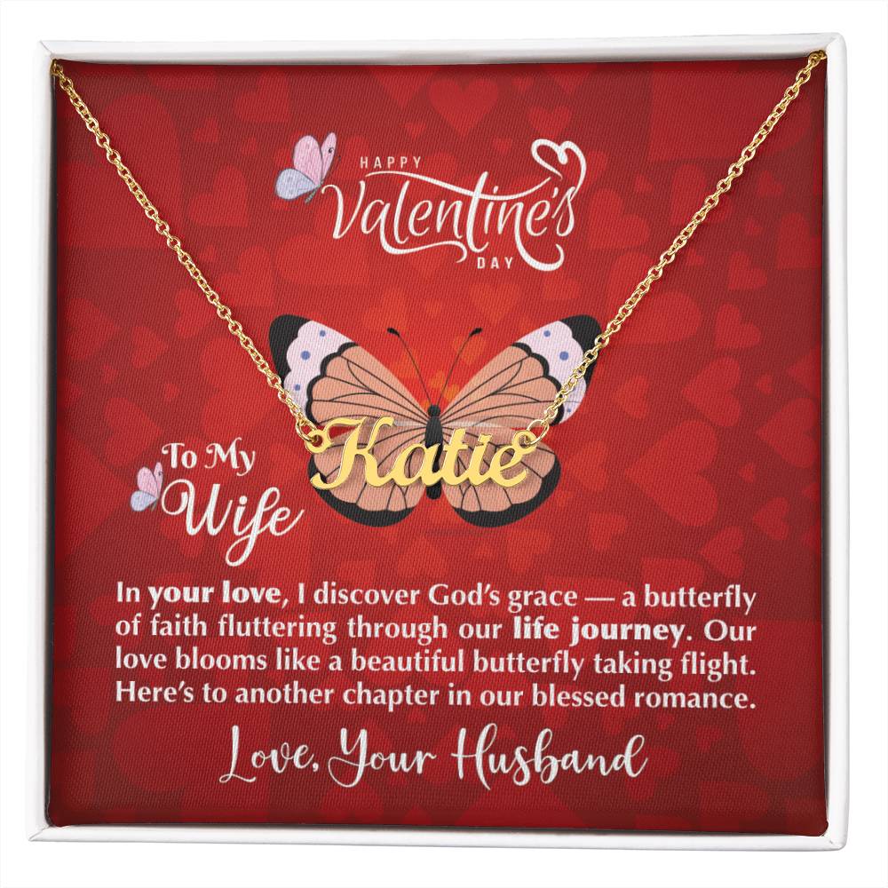 Happy Valentine's Day To My Wife | Personalized Name Necklace - Zealous Christian Gear - 7