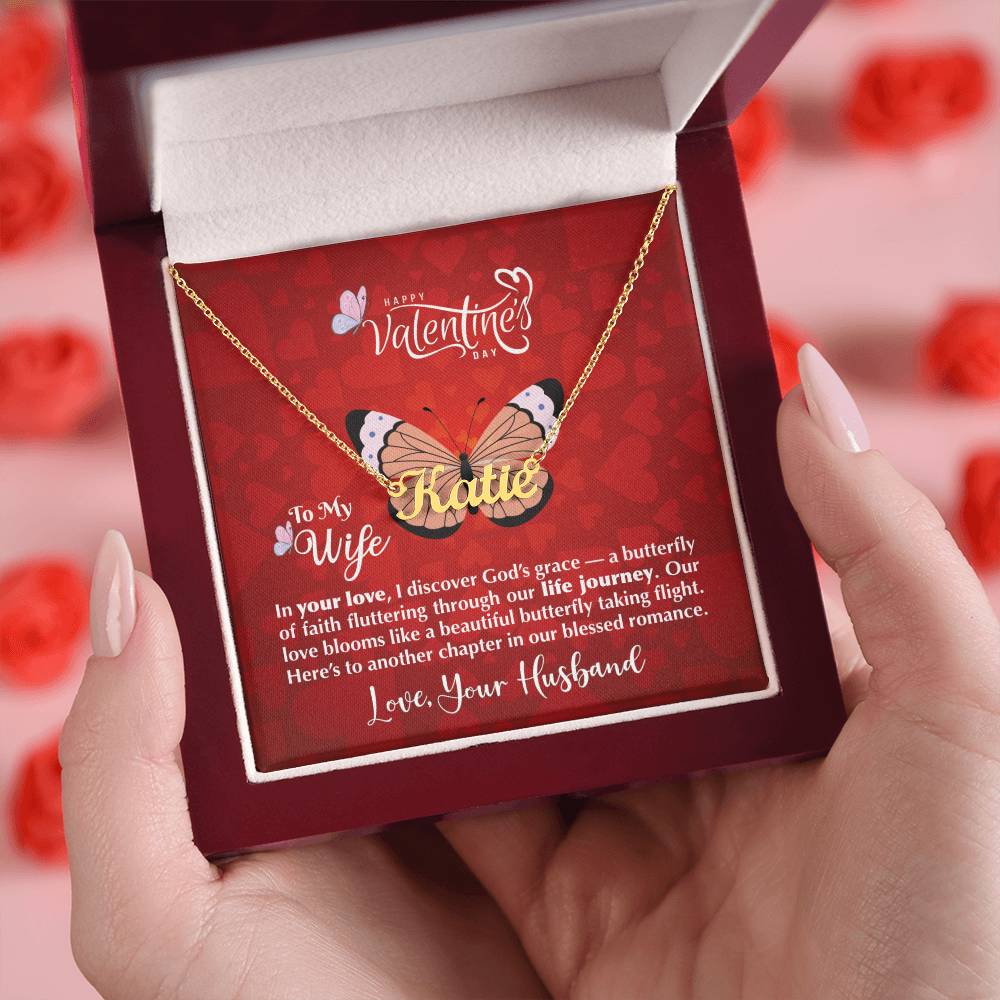 Happy Valentine's Day To My Wife | Personalized Name Necklace - Zealous Christian Gear - 15