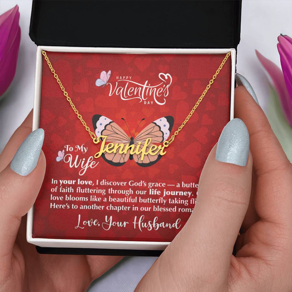 Happy Valentine's Day To My Wife | Personalized Name Necklace - Zealous Christian Gear - 8