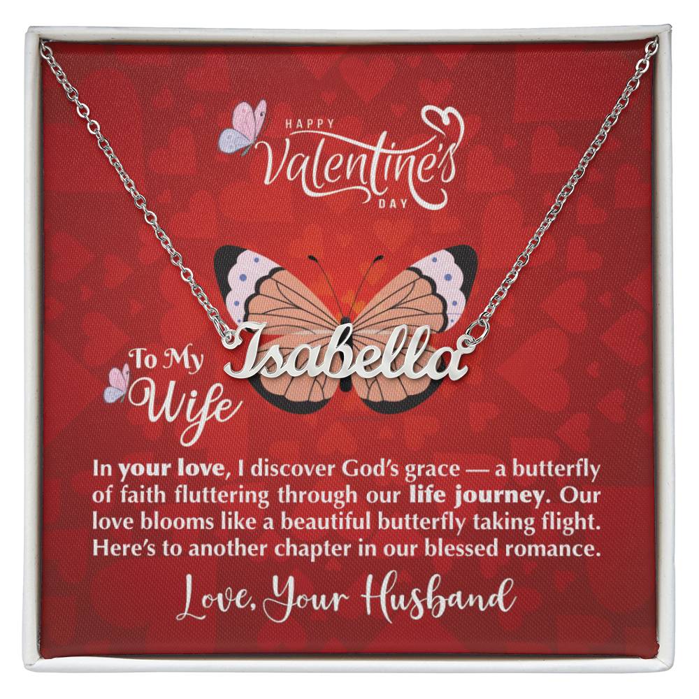 Happy Valentine's Day To My Wife | Personalized Name Necklace - Zealous Christian Gear - 5