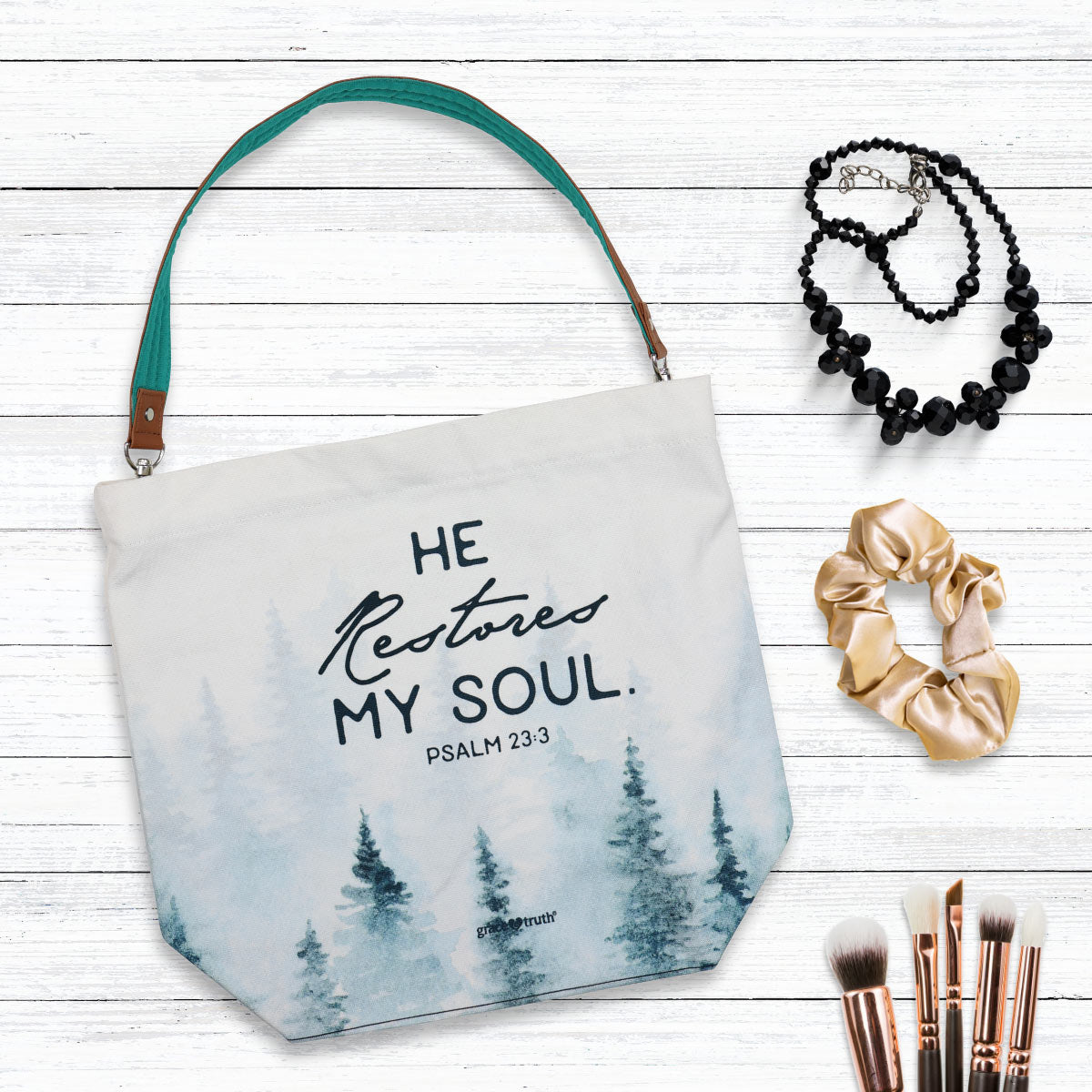 He Restores Tote Bag | grace & truth - Zealous Christian Gear - 1