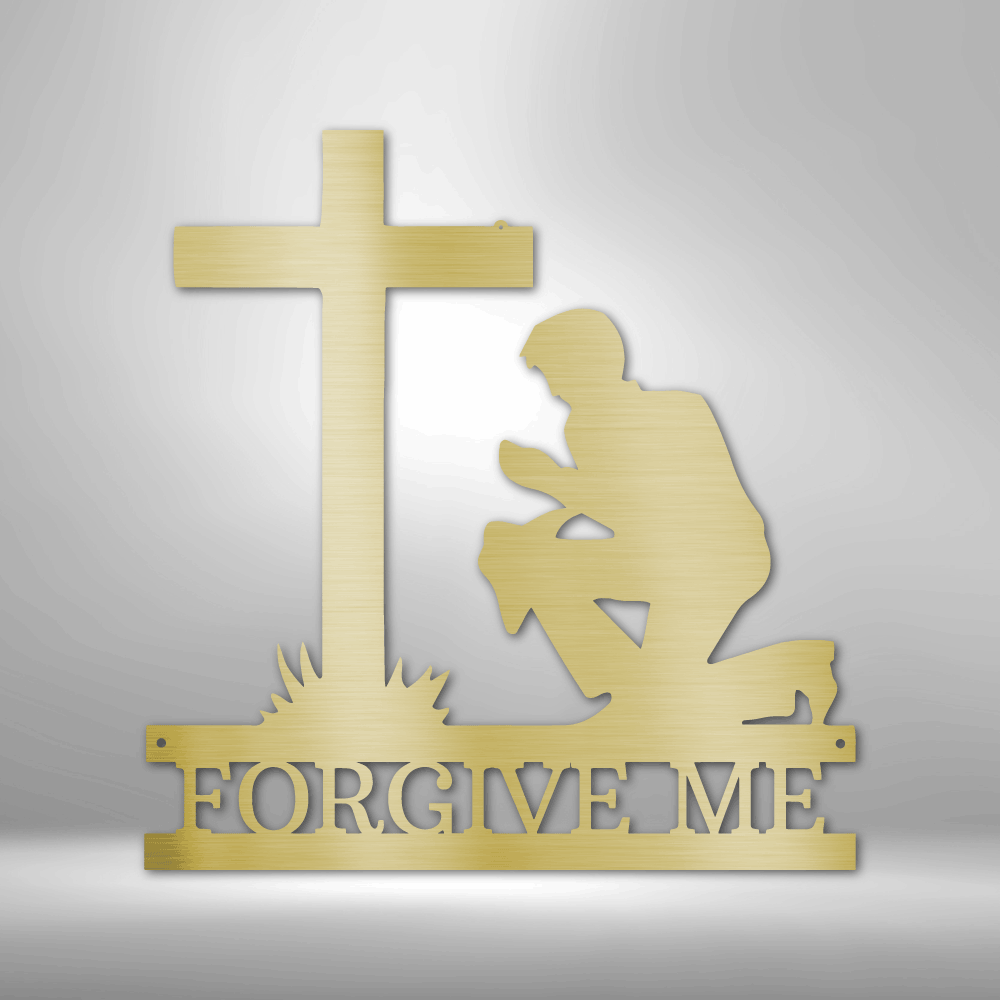 Kneeling Before The Cross Monogram | Metal Wall Art - Zealous Christian Gear - 3