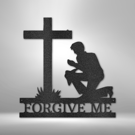 Kneeling Before The Cross Monogram | Metal Wall Art - Zealous Christian Gear - 1