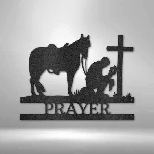Kneeling Cowboy Monogram | Metal Wall Art - Zealous Christian Gear - 1