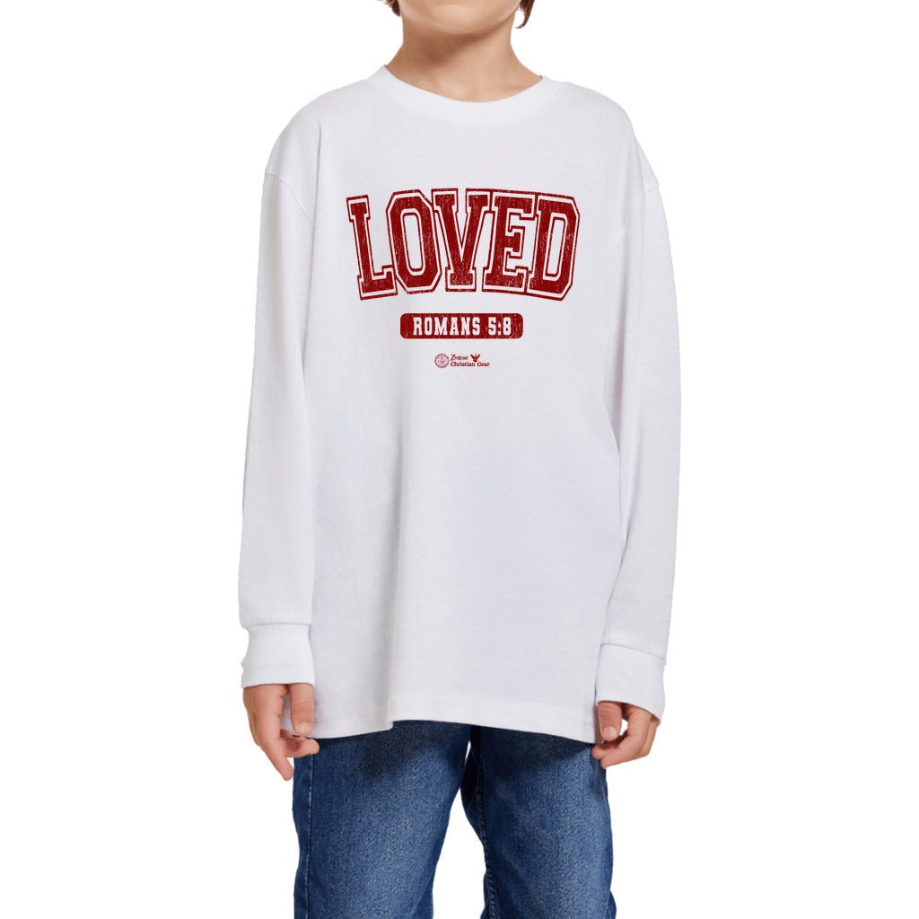 Loved | Romans 5:8 | Youth Long Sleeve T-shirt - Zealous Christian Gear - 2