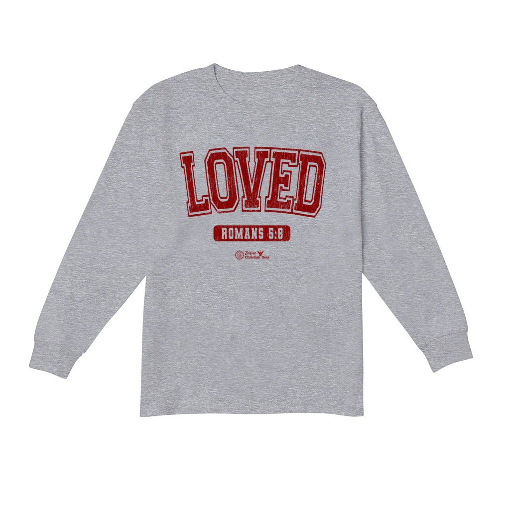 Loved | Romans 5:8 | Youth Long Sleeve T-shirt - Zealous Christian Gear - 3