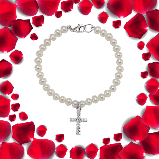 Pearls of Faith: Sterling Silver Cross Bracelet - Zealous Christian Gear - 1