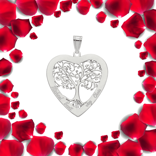 Personalized Sterling Silver Heart-Shaped Necklace | Family Tree Heart - Zealous Christian Gear - 1
