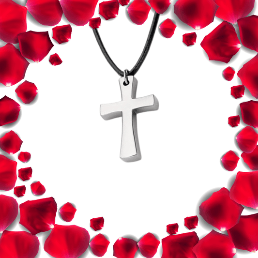 Polished Titanium Cross Corded Necklace - Zealous Christian Gear - 1
