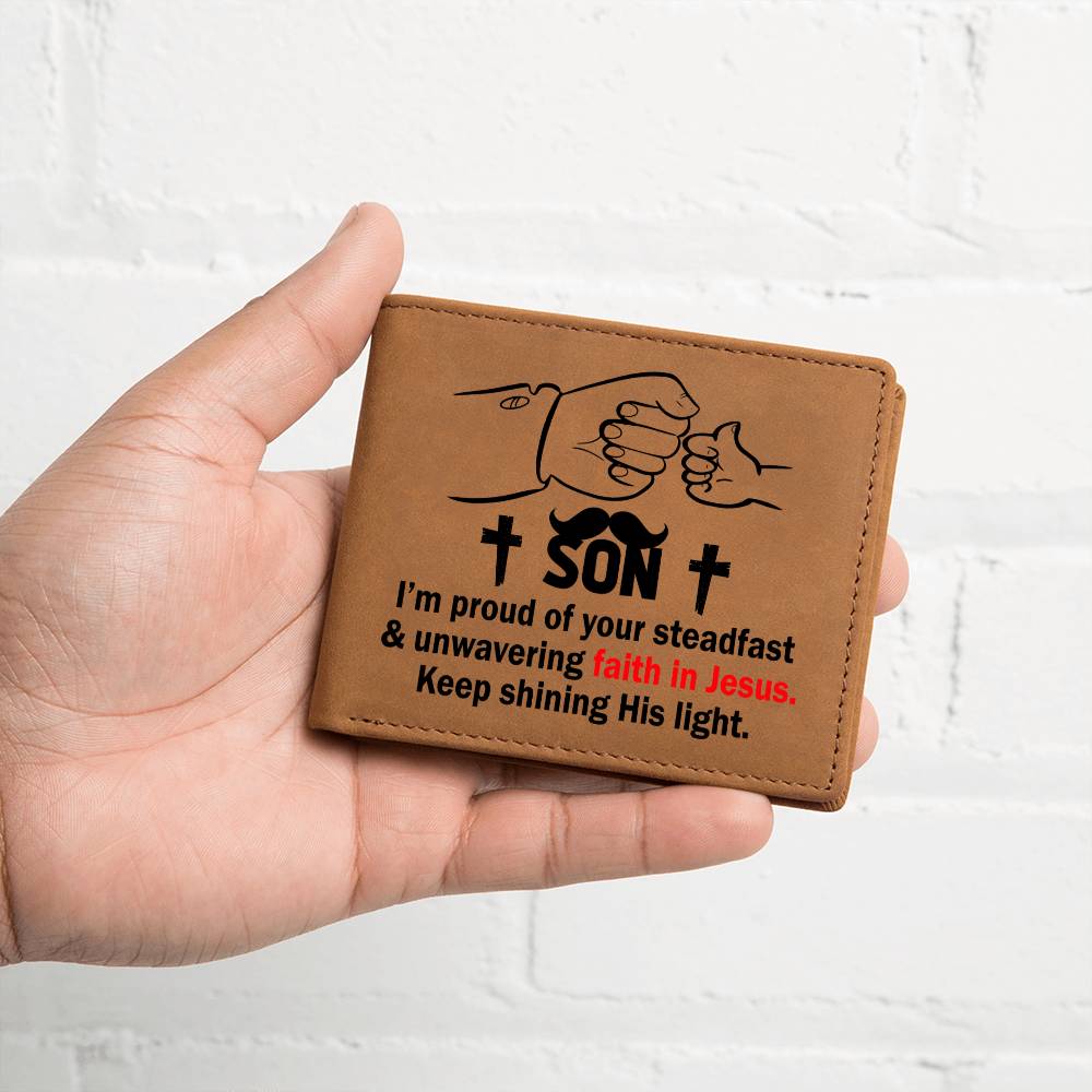 SON: I'm Proud of Your Faith In Jesus | Graphic Leather Wallet - Zealous Christian Gear - 5