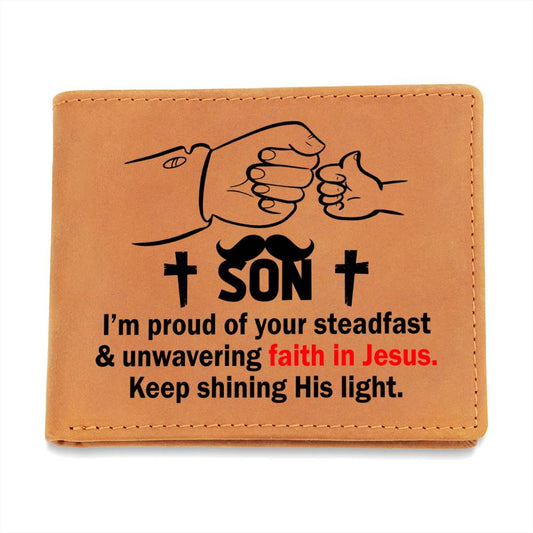 SON: I'm Proud of Your Faith In Jesus | Graphic Leather Wallet - Zealous Christian Gear - 1