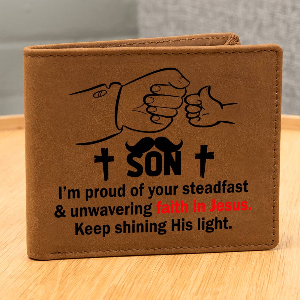 SON: I'm Proud of Your Faith In Jesus | Graphic Leather Wallet - Zealous Christian Gear - 4