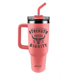 Strength Cow Horns | Kerusso 40oz SS Mug With Straw - Zealous Christian Gear - 1