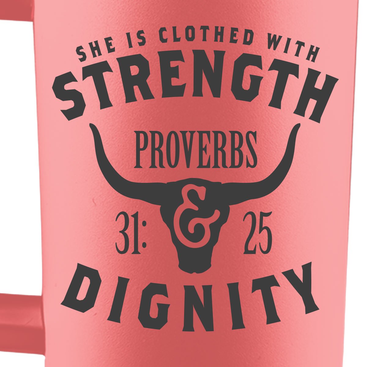 Strength Cow Horns | Kerusso 40oz SS Mug With Straw - Zealous Christian Gear - 3