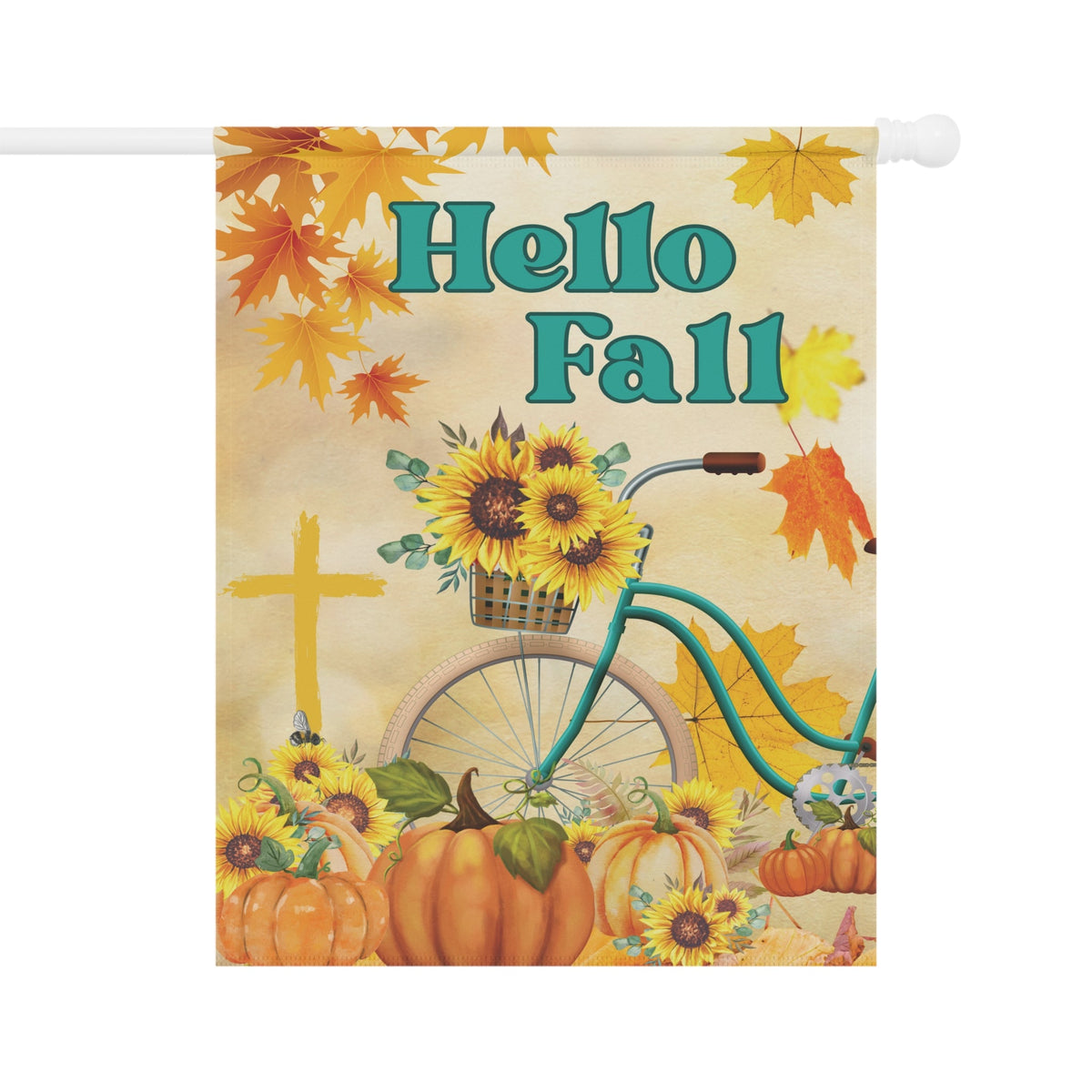 Sunflower Bicycle Ride | Hello Fall Decorative Flag - Zealous Christian Gear - 3