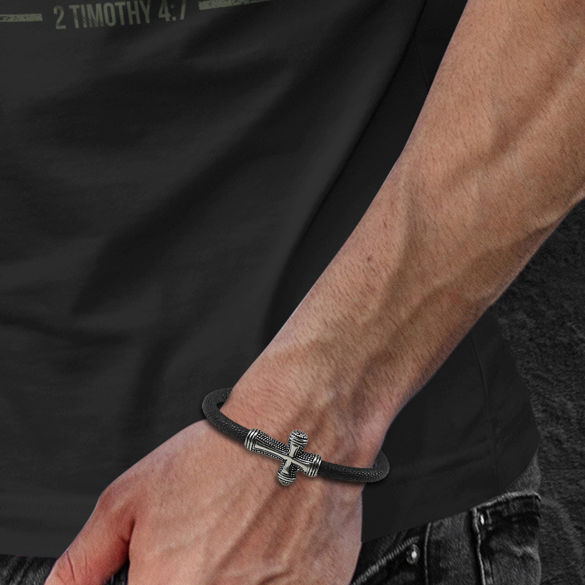 Textured Cross | Kerusso® Men's Bracelet - Zealous Christian Gear - 2