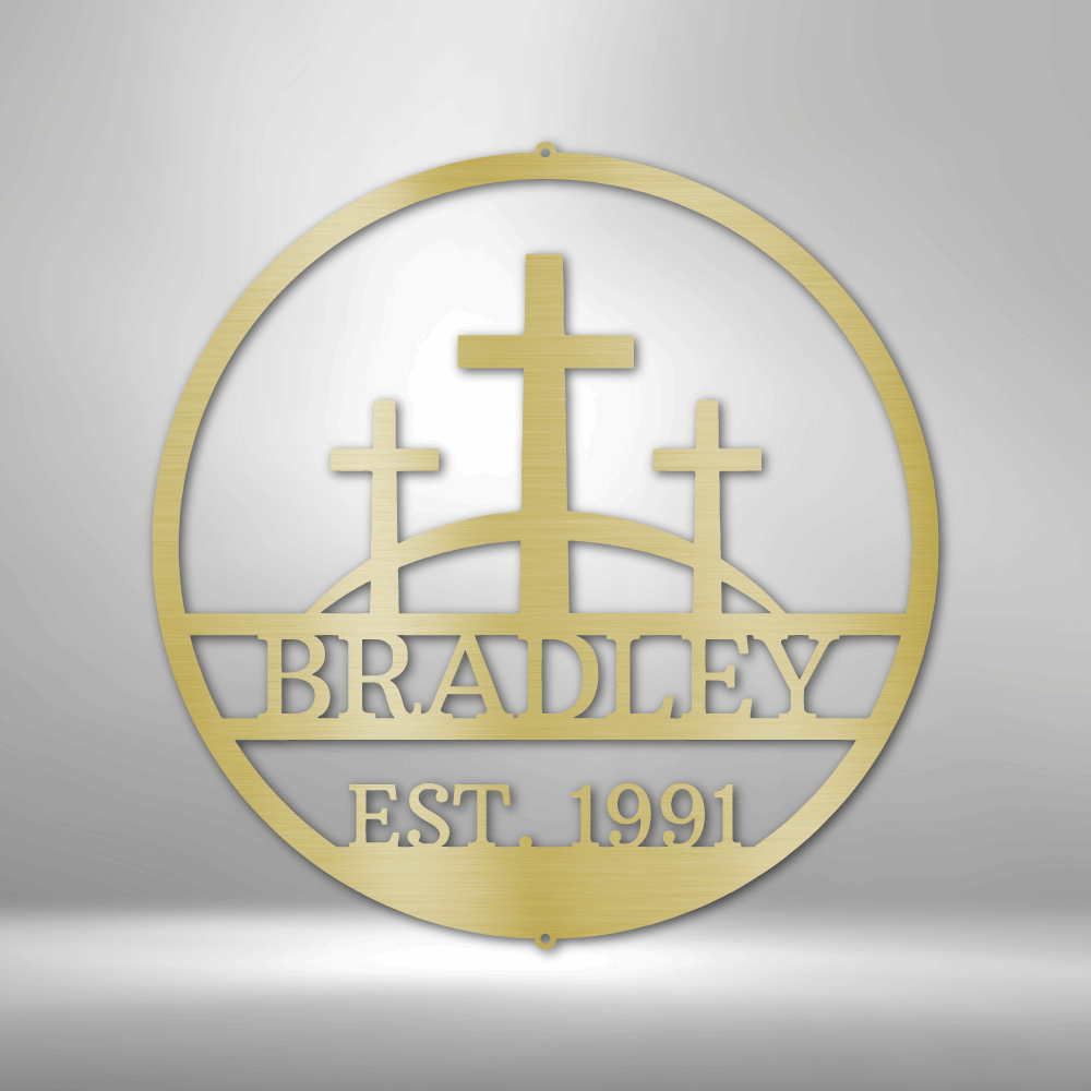 Three Crosses Monogram | Metal Wall Art - Zealous Christian Gear - 3