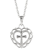 With All My Heart Sterling Silver Cross Necklace - Zealous Christian Gear - 2