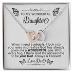 A Wonderful Miracle | To My Wonderful Daughter | Love Dad Interlocking Hearts Necklace - Zealous Christian Gear - 2