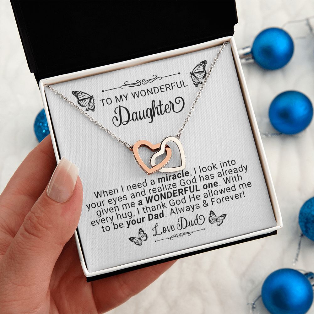 A Wonderful Miracle | To My Wonderful Daughter | Love Dad Interlocking Hearts Necklace - Zealous Christian Gear - 7