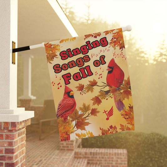 Cardinals Singing Songs of Fall | Decorative Flag - Zealous Christian Gear - 1