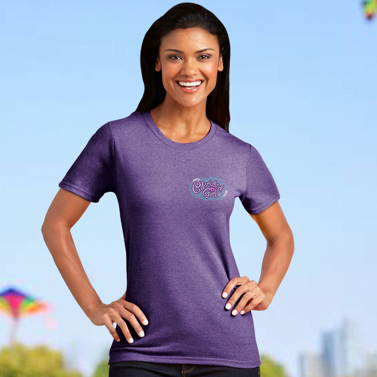 Through Christ™ | Cherished Girl® Womens T-Shirt - Zealous Christian Gear - 3