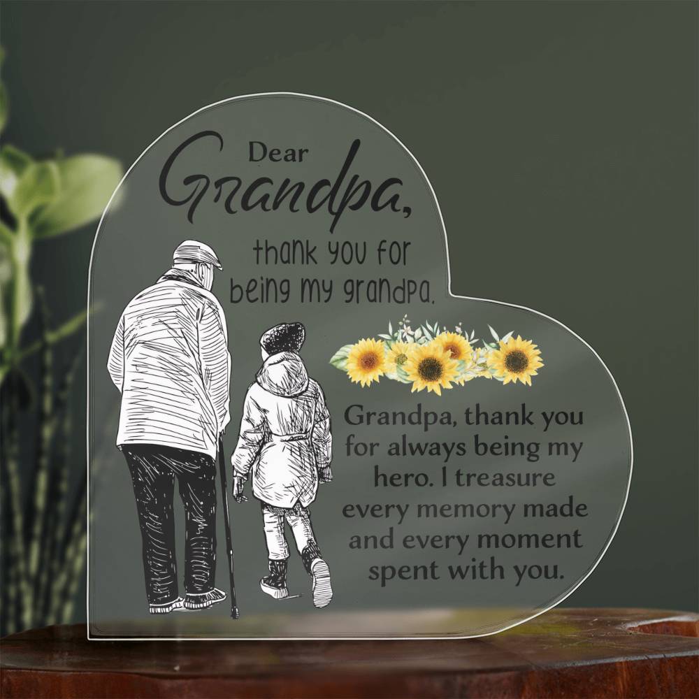 Dear Grandpa | Thank You For Being My Grandpa | Heart-Shaped Acrylic Plaque - Zealous Christian Gear - 10