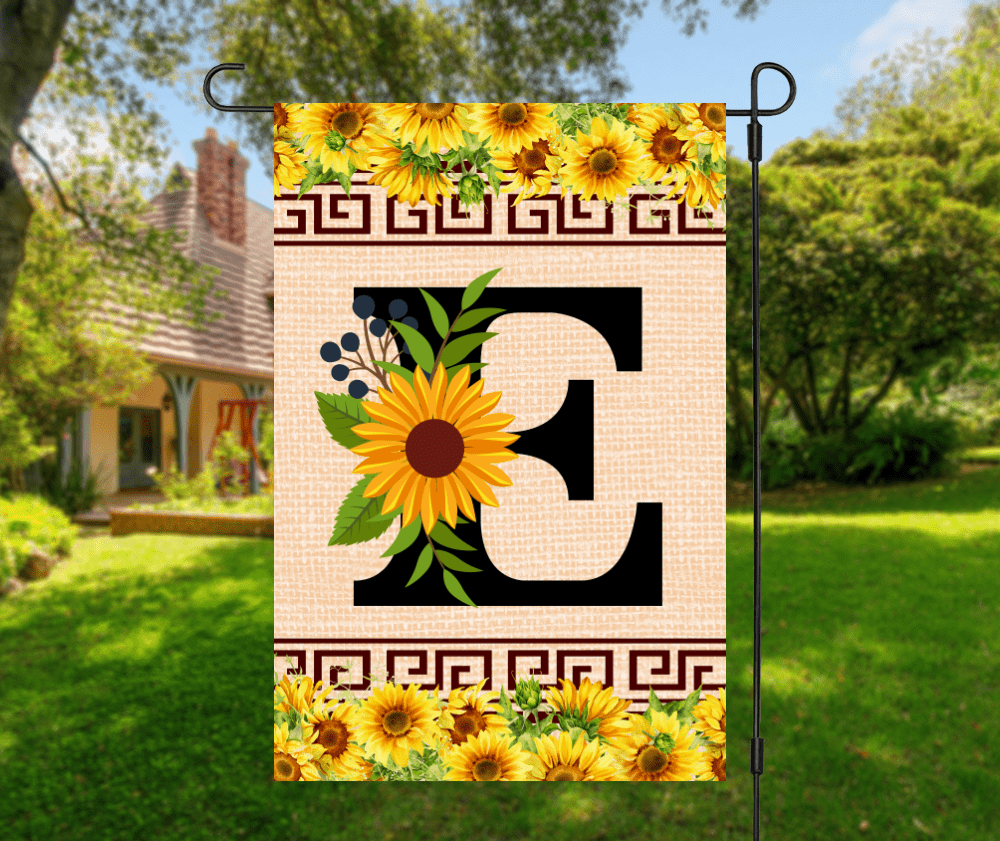 Elegant Sunflower Design Garden Flag with A-Z Letter Variations - Zealous Christian Gear - 9