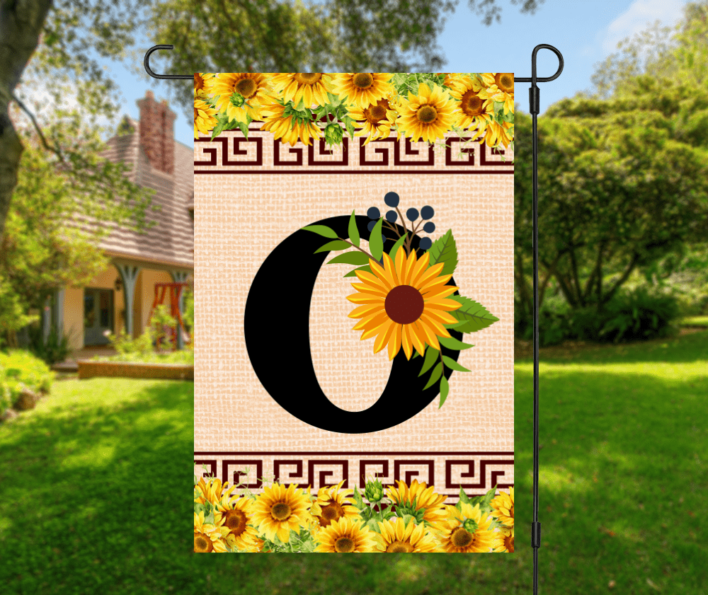 Elegant Sunflower Design Garden Flag with A-Z Letter Variations - Zealous Christian Gear - 19
