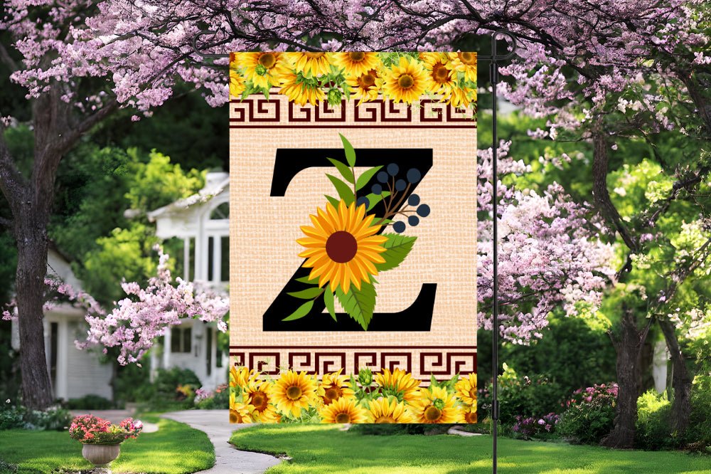 Elegant Sunflower Design Garden Flag with A-Z Letter Variations - Zealous Christian Gear - 30